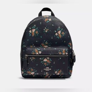 Coach Medium Charlie Backpack with Rose Bouquet Print